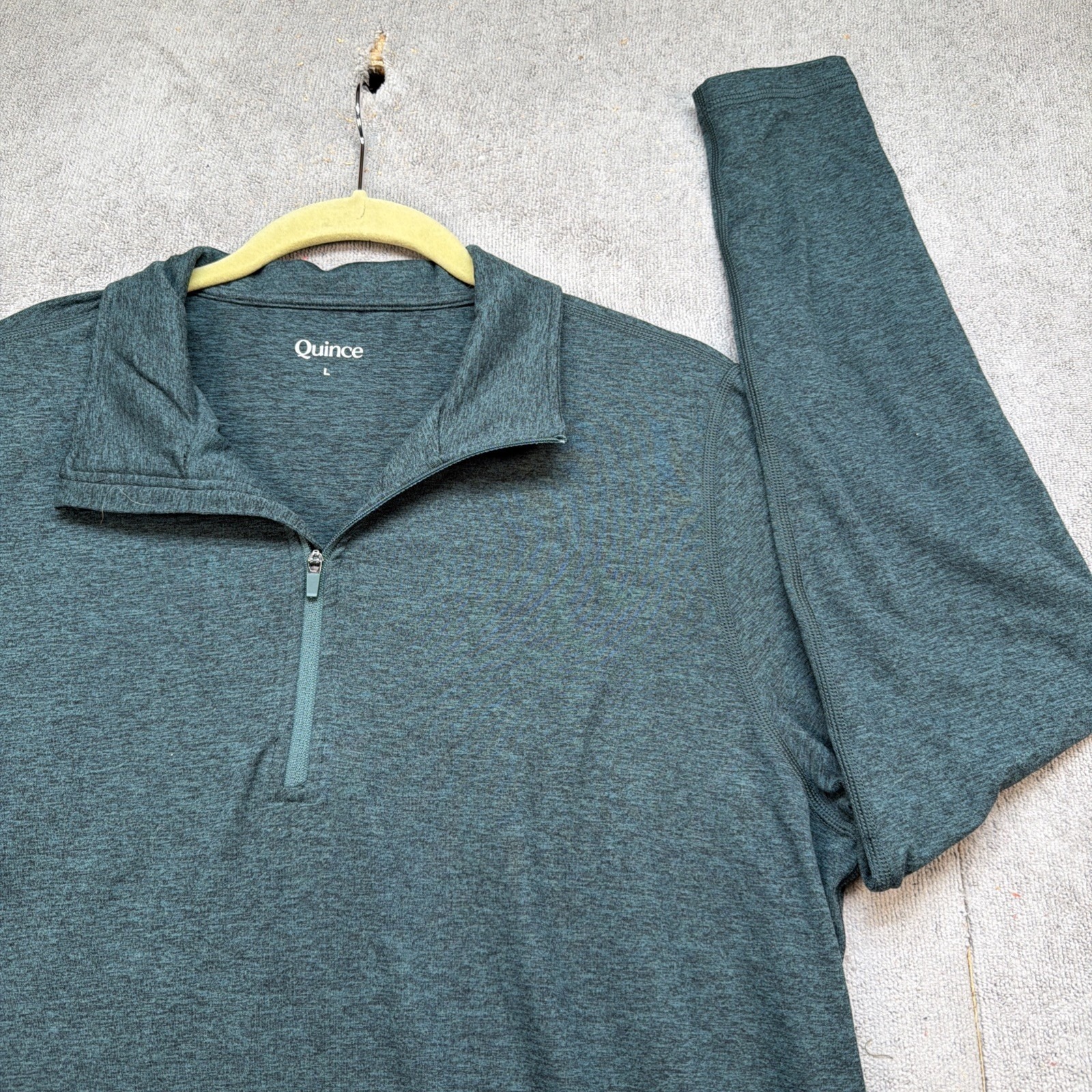 Quince Flowknit Performance Men's Green 1/2 Zip Pullover Large